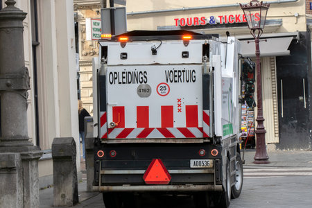 Sweeping Cleaning Machine Lesson Car From The City At Amsterdam The Netherlands April 3, 2020のeditorial素材