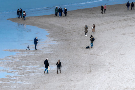 Blue Light On The Beach Of Scheveningen At The Hague The Netherlands 28-12-2019