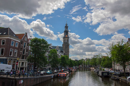 Prinsengracht Canal At Amsterdam The Netherlands 2-7-2019のeditorial素材