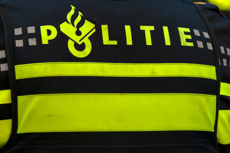 Backside Of A Police Man At Amsterdam The Netherlands 4-5-2020