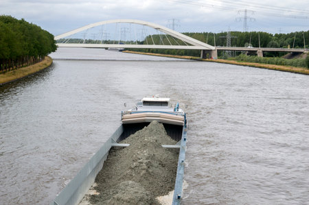 Cargo Ship With Sand At Diemen The Netherlands 30-6-2020のeditorial素材