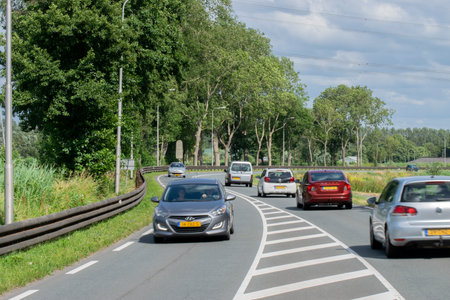 Cars At The Provincialeweg Street At Driemond The Netherlands 28-6-2020のeditorial素材