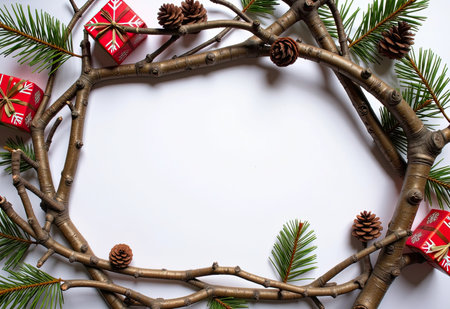 A Christmas Frame With White Empty Spaceの素材