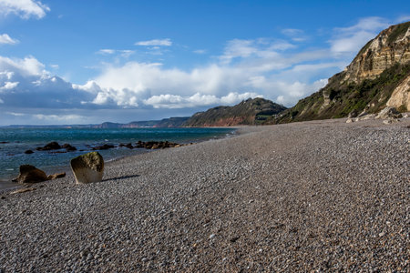 Branscombe Beach in Devon in South-West Englandの写真素材