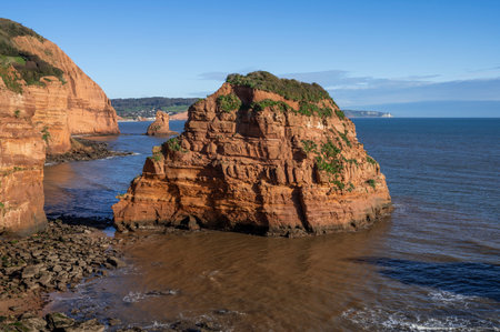 Ladram Bay Rocks and Cliffs in Devon in Englandの写真素材