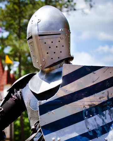ATLANTA - APRIL 23: Portrait of knight during the annual Renaissance Festival in Atlanta on April 23, 2012. The festival is a popular annual tourist attraction in the Southeastのeditorial素材