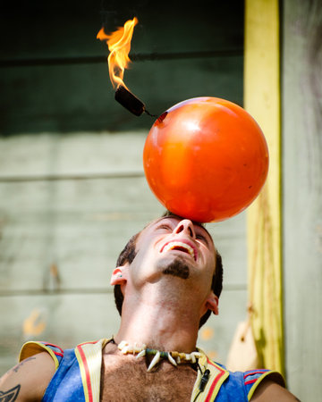 ATLANTA - MAY 20: Performer doing a stunt at the annual Renaissance Festival in Atlanta on May 20,...