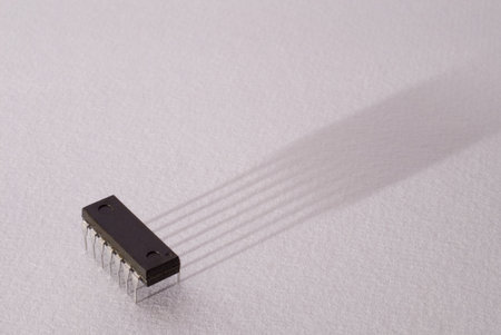 Isolated integrated circuit on a white backgroundの写真素材