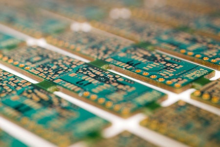 Printed circuit boards still connected as they would be during manufacture