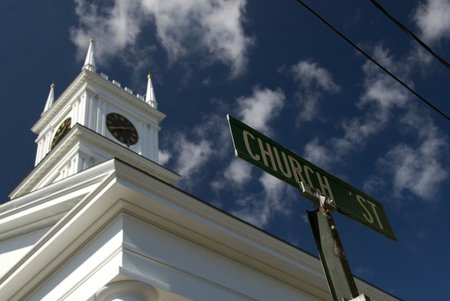 The famous Old Whaling Church in Edgartown, Martha's Vineyardの写真素材