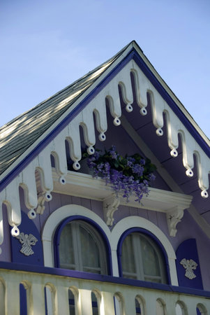 Detail of a gable end on a camp cottage