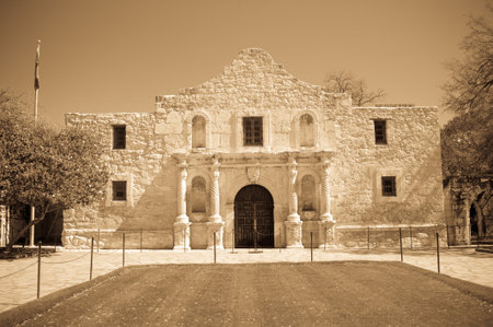 The famous Alamo Mission in San Antonio, Texasの写真素材