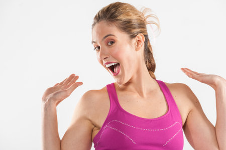 Happy young fitness girlの写真素材