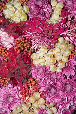 Flowers with grapes and wild briarの写真素材