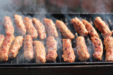 Cevapcici on the grill  Shallow DOF  Selective focus  の写真素材
