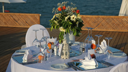 Elegant Outdoor Wedding Tableの写真素材