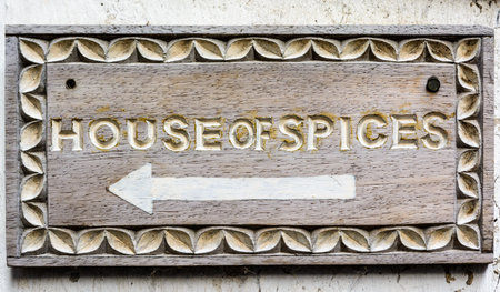 House of spice sign in zanzibar Tanzaniaの写真素材