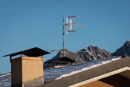 a nice view of aerial antenna for see digital Tv.の写真素材