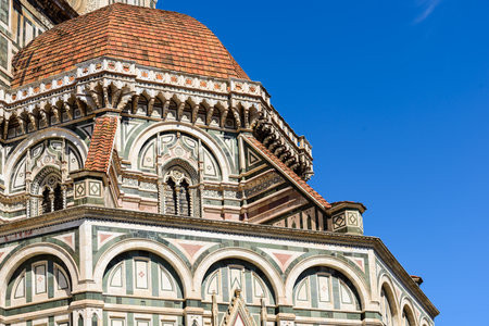 In the photo the dome of Florence Cathedral close up.の写真素材