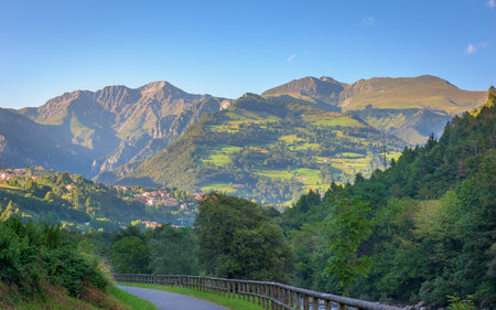 A nice view of Seriana valley italian alps,location near Bergamo, italy.の写真素材
