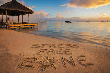 Forground written in the sandの写真素材