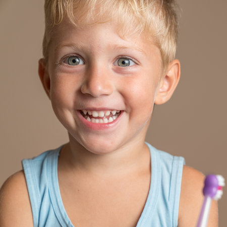 little child boy with tooth brush,kid boy smiling happiness,dental hygiene and health for...