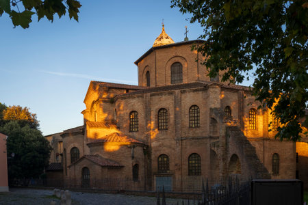 Basilica of San Vitale, one of the most important examples of early Christian Byzantine art in Europe, built in 547, Ravenna, Emilia-Romagna, Italyの写真素材