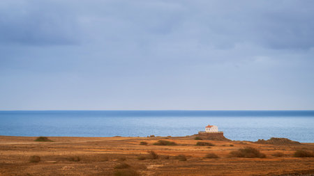 Nice view of Chapel of Our Lady of Fatima on the Coast of Boa Vista, situated of north of Sal Rei city, Cape Verdeの写真素材