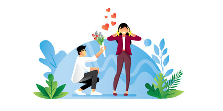 Man declared his feeling to a girlsのイラスト素材