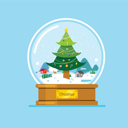 Christmas tree crystal ball illustrationのイラスト素材