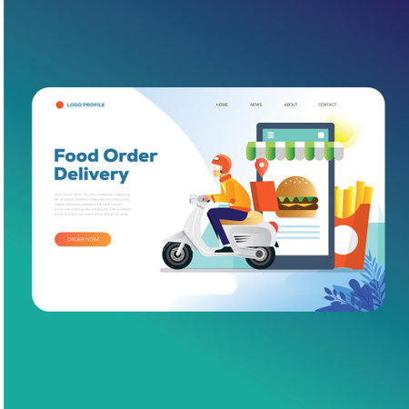 Food delivery landing page templateのイラスト素材