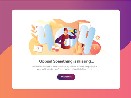 vector illustration for man seeing with binocular of object its good for 404 error landing pageのイラスト素材