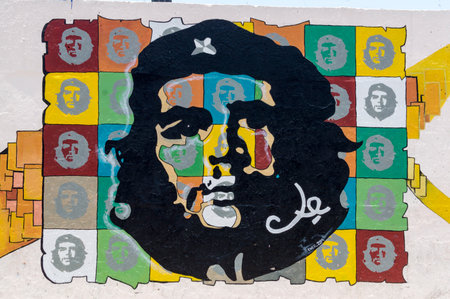 Che Guevara wall painting in Havana, Cubaのeditorial素材