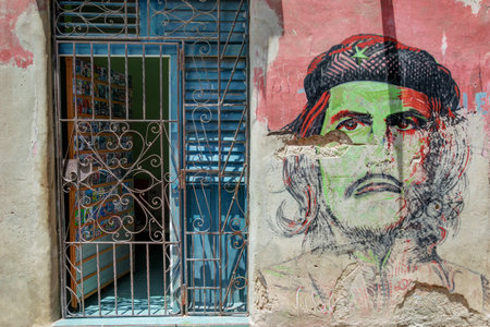 Che Guevara wall painting in Havana, Cubaのeditorial素材