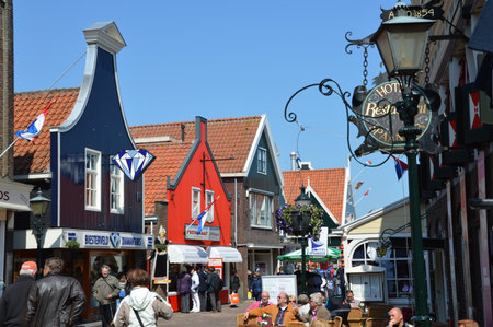 Colorful typical houses in Volendam, The Netherlandsのeditorial素材