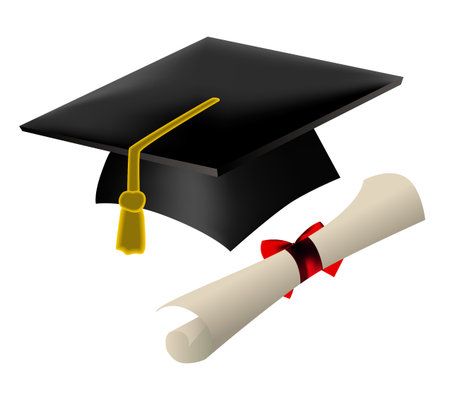 Graduation cap and diplomaのイラスト素材