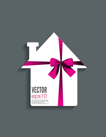 Ribbon on paper houseのイラスト素材