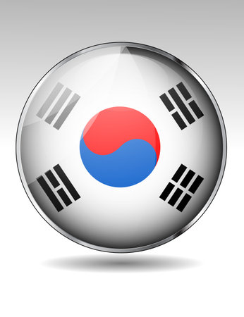 South Korea flag buttonのイラスト素材