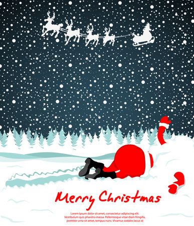 Santa crashed in snowのイラスト素材