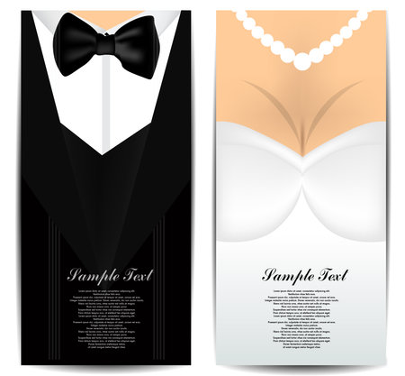 Bride and Groom business cardsのイラスト素材
