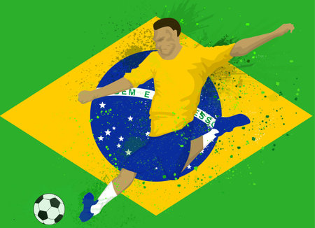 Brazil soccer playerのイラスト素材