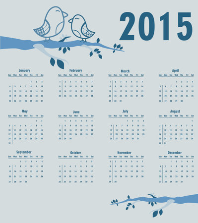 Calendar for year 2015のイラスト素材