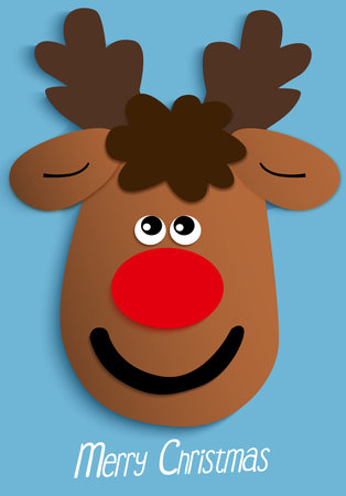 Paper Christmas reindeer headのイラスト素材