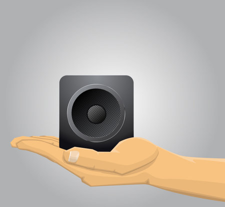 Hand holding a speakerのイラスト素材