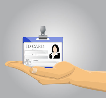 Hand holding an ID Cardのイラスト素材