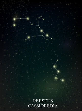 Perseus and Cassiopedia constellationのイラスト素材