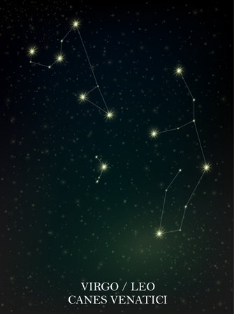 Virgo, Leo and Canes Venatici constellationのイラスト素材