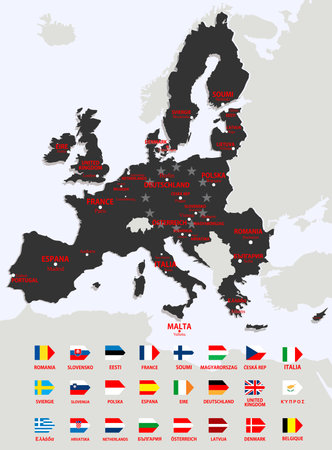 European Union Map with flagsのイラスト素材