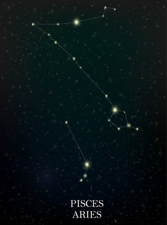 Pisces and Aries constellationのイラスト素材