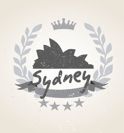 Grunge Sydney icon laurel weathのイラスト素材